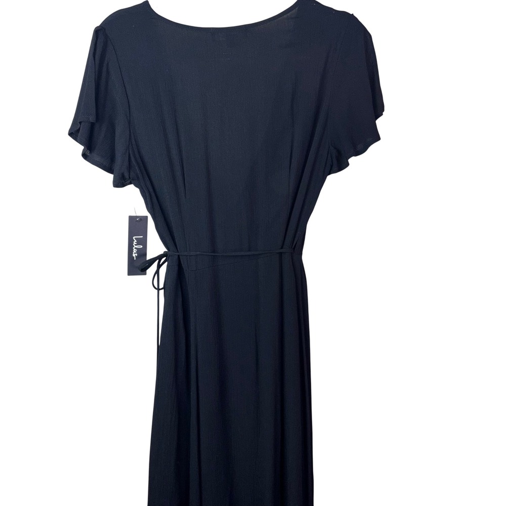 Lulus Black Maxi Dress Wrap Style Short Sleeve High‎ Slit Elegant Party - Picture 5 of 7